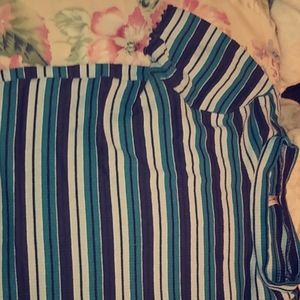 Ruffle blue striped shirt